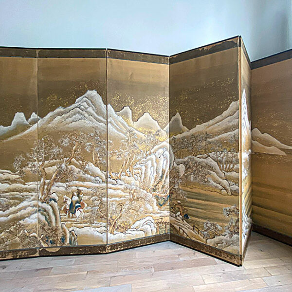 02-nachlassankauf-nrw-rainer-dausch-faltschirm-paravent-winterlandschaft-japan-1890-1900-malerei-auf-papier