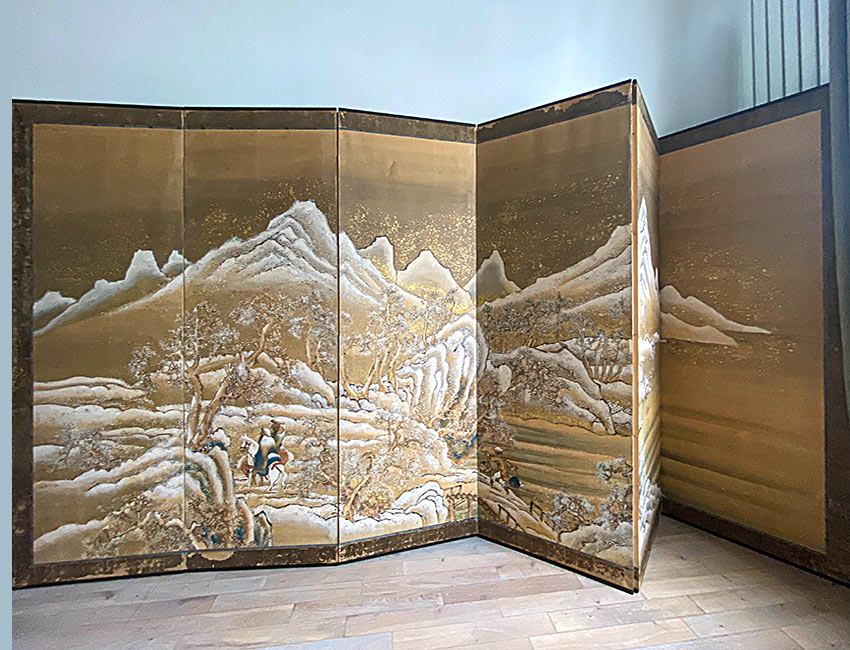 02-nachlassankauf-nrw-rainer-dausch-faltschirm-paravent-winterlandschaft-japan-1890-1900-malerei-auf-papier